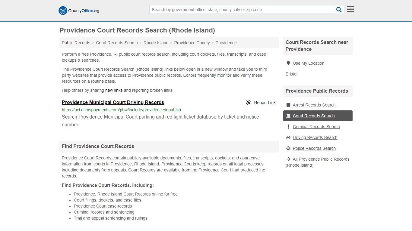 Providence Court Records Search (Rhode Island) - County Office